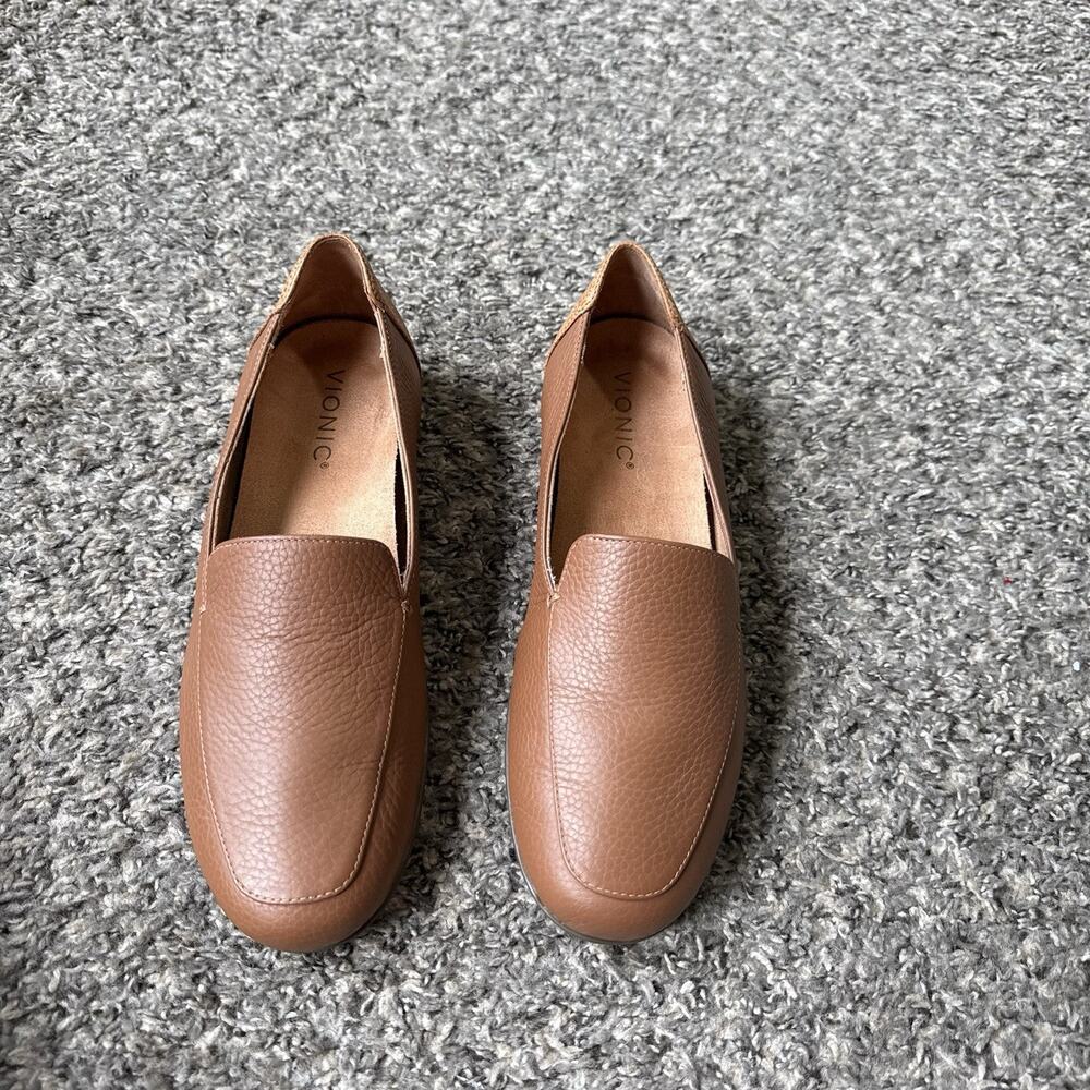 Vionic Brown Leather Slip-On Loafers